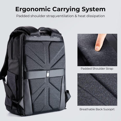 Kamerarucksack 20L mit Laptopfach & Regenschutz – Schwarz/Grau