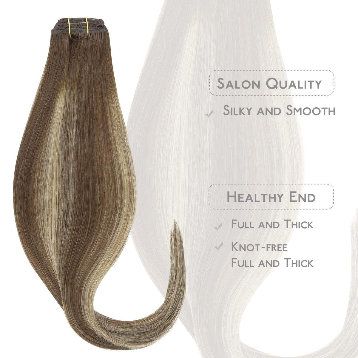Clip-in Echthaarverlängerung Balayage Schoko-Blond 55cm