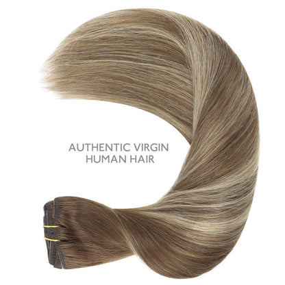 Clip-in Echthaarverlängerung Balayage Schoko-Blond 55cm