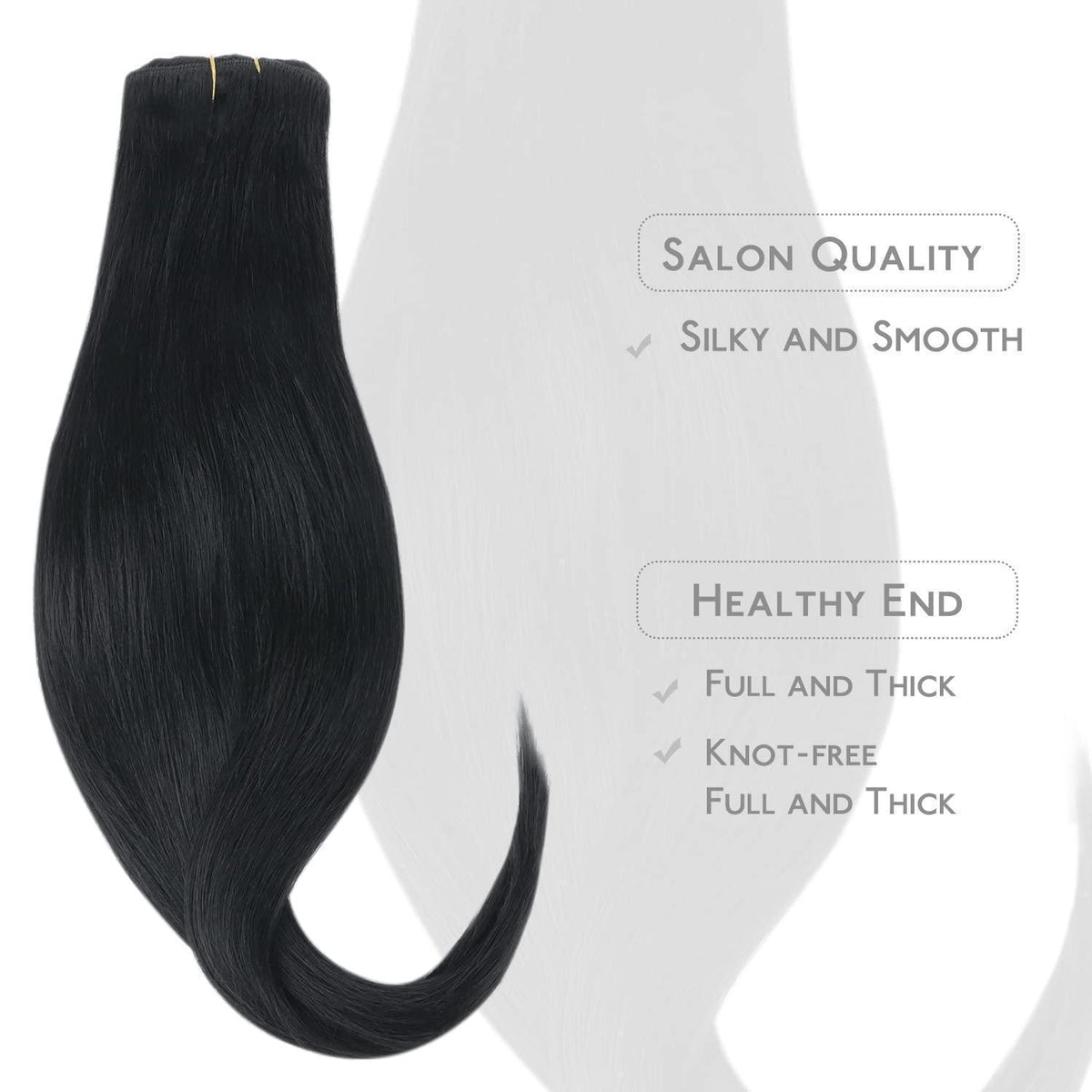 Clip in Echthaar Extensions Schwarz 55cm - 85g