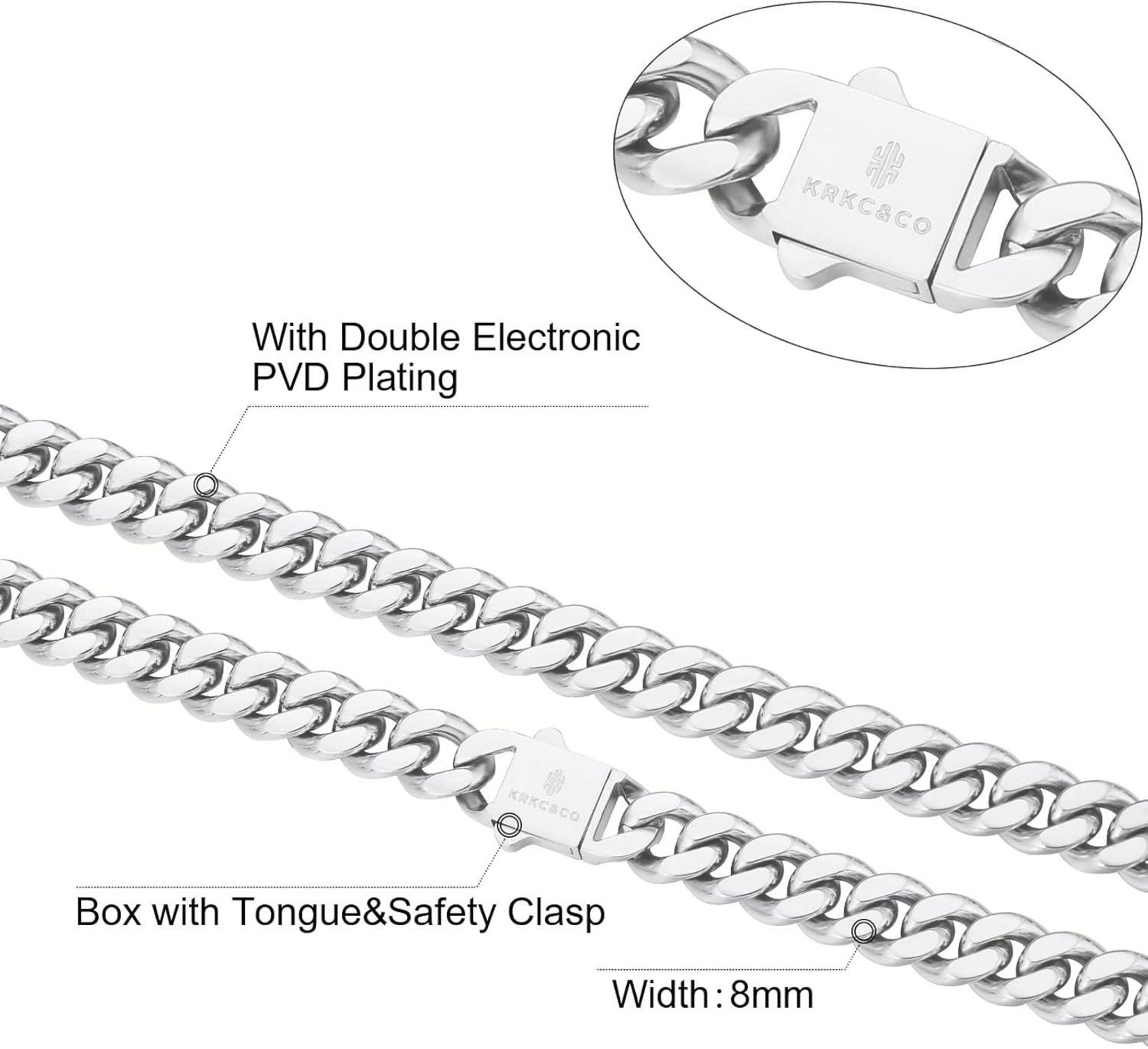 Panzerkette Herren 18K Gold/Weißgold Cuban Link Chain