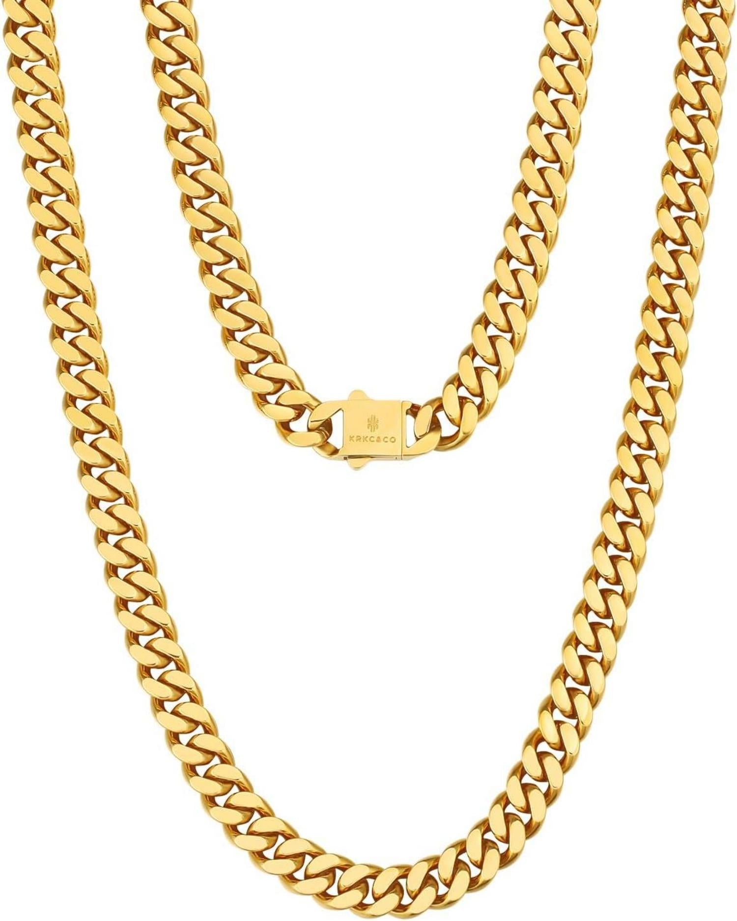 Panzerkette 18K Gold Cuban Link Chain Edelstahl Golden 8mm 50.8cm