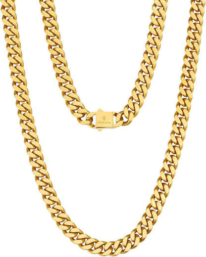 Panzerkette 18K Gold Cuban Link Chain Edelstahl Golden 8mm 50.8cm