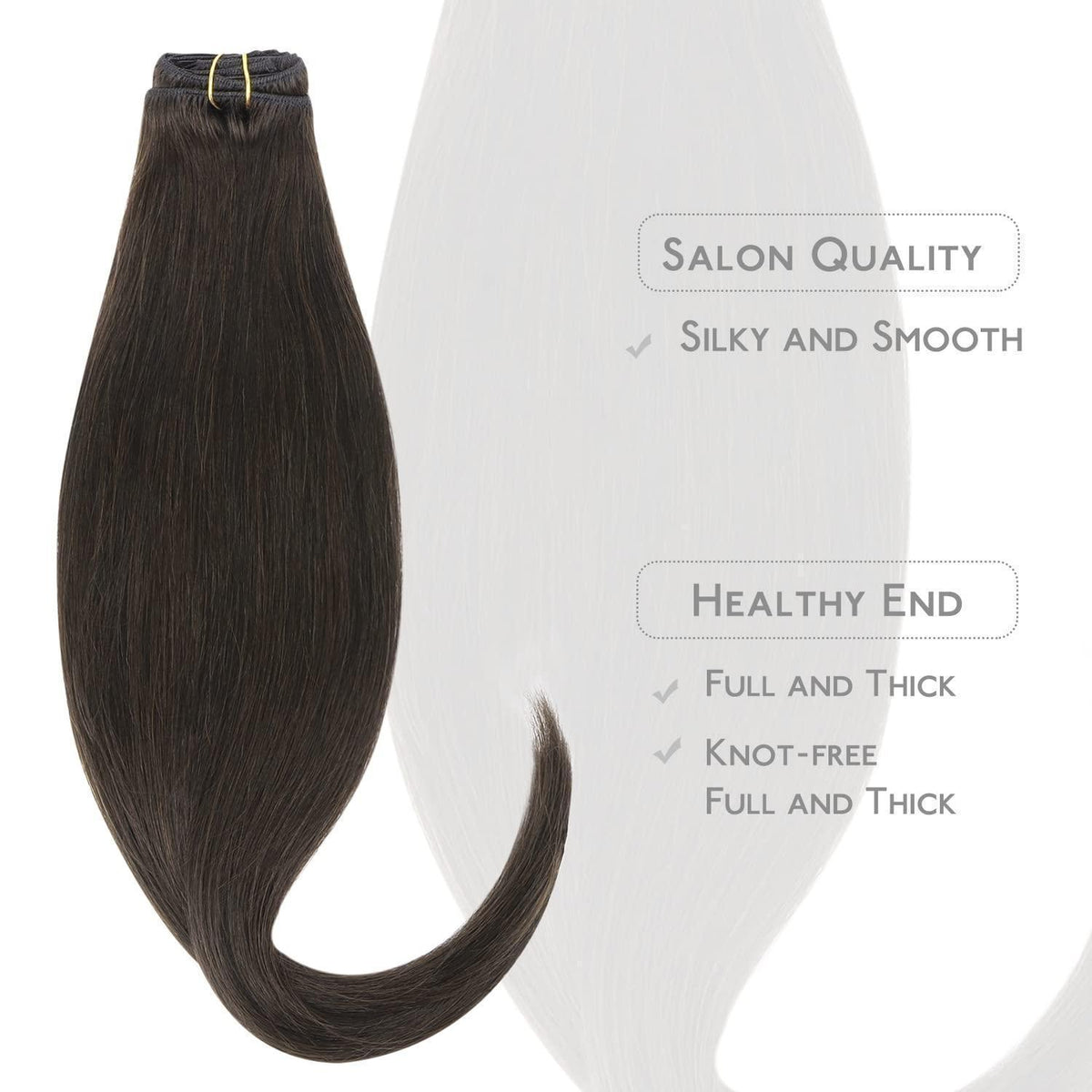 Echthaar Clip-in Extensions Dunkelbraun 45cm - 80g