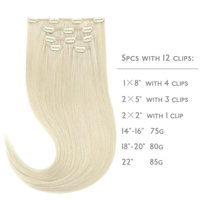 Echthaar Clip-in Extensions Platinblond 40cm - 75g