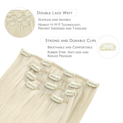 Echthaar Clip-in Extensions Platinblond 40cm - 75g