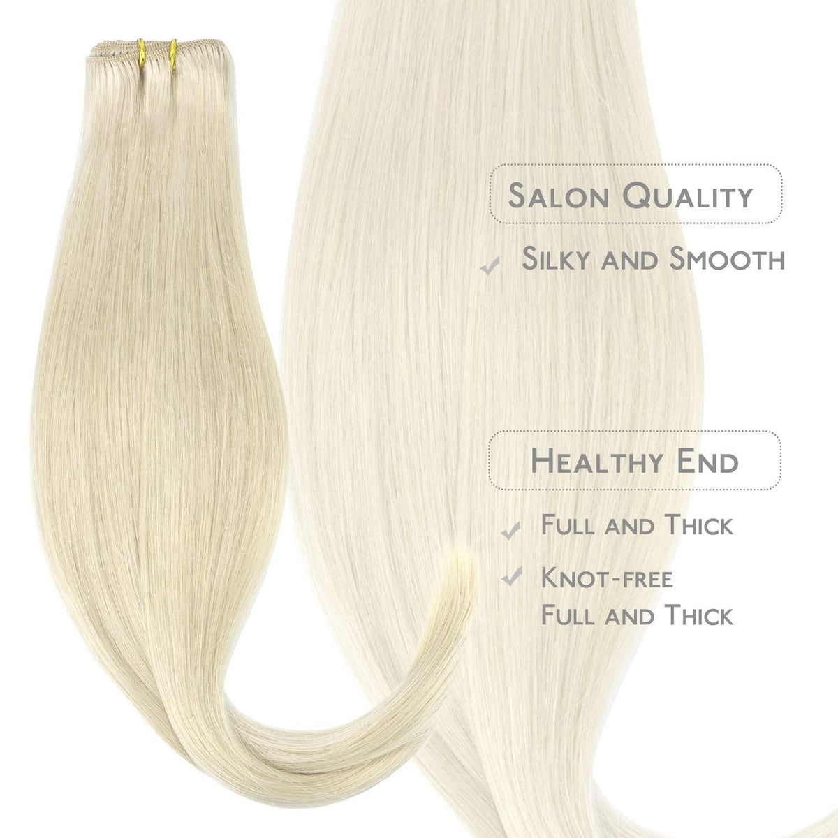 Echthaar Clip-in Extensions Platinblond 40cm - 75g