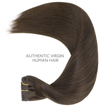 Echthaar Clip-in Extensions Dunkelbraun 35cm - 75g