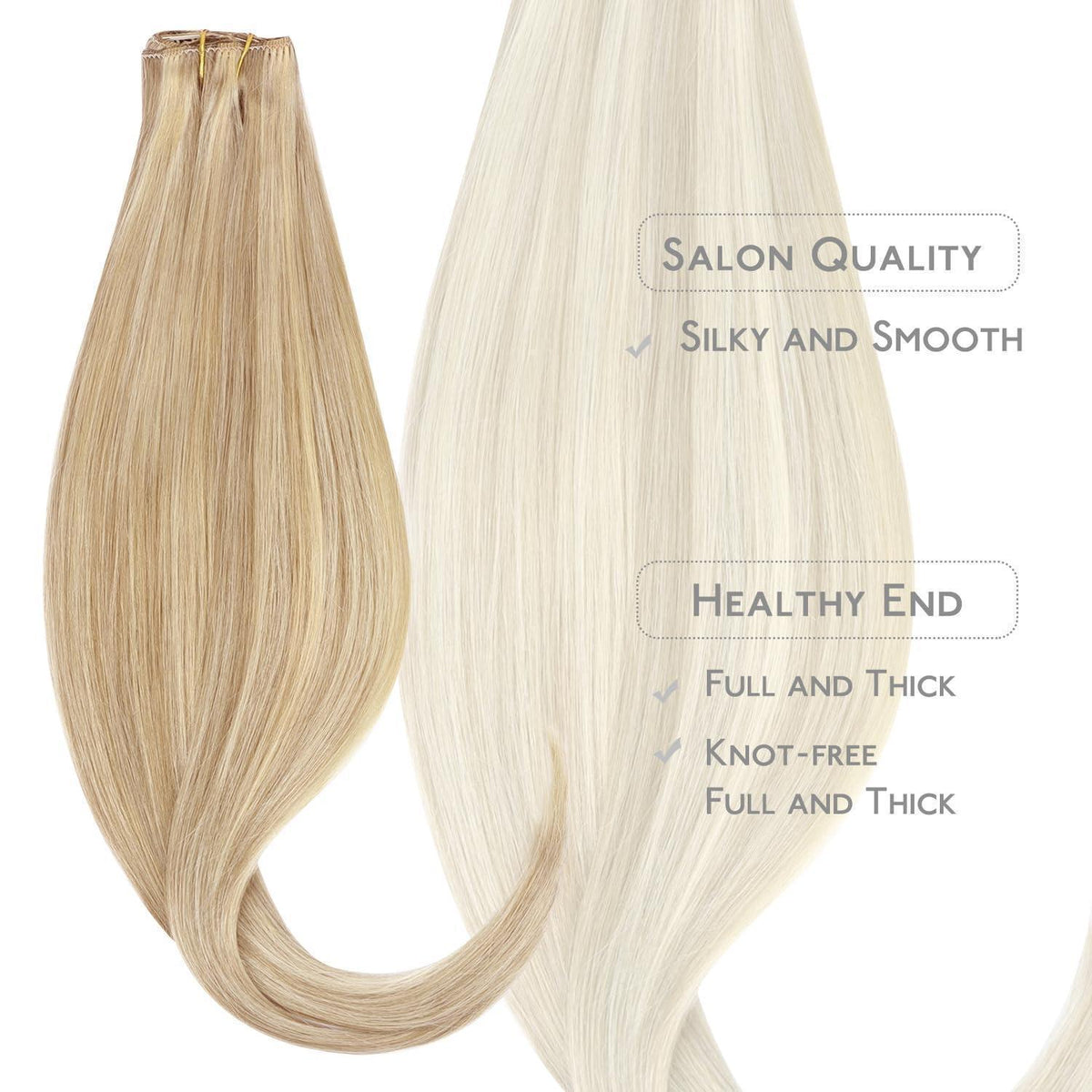 Clip-in Echthaarverlängerungen 35cm Hellblond Highlights Goldblond 75g