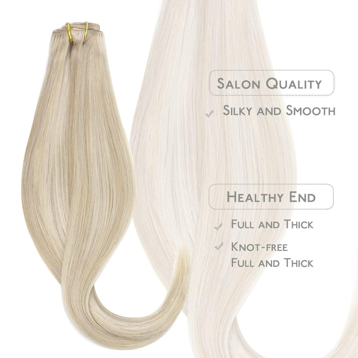 Echthaar Clip-in Extensions Aschblond Highlights Platinblond 45cm