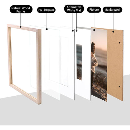 23x30 Bilderrahmen Naturholzrahmen Acryl-Plexiglas 4er-Set