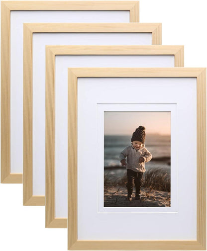 Bilderrahmen Set: Naturholzrahmen 23x30 mit Acrylglas 4er-Set