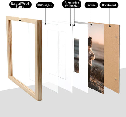 Bilderrahmen Set: Naturholzrahmen 23x30 mit Acrylglas 4er-Set