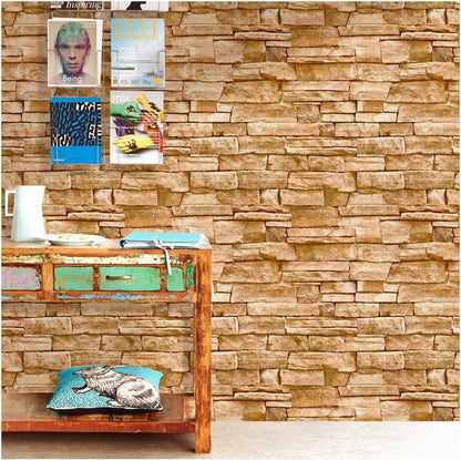 Selbstklebende Ziegel Tapete Vintage Backstein 45X600cm Gelb