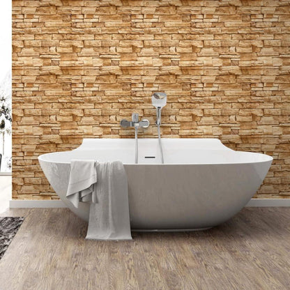 Selbstklebende Ziegel Tapete Vintage Backstein 45x600cm Gelb