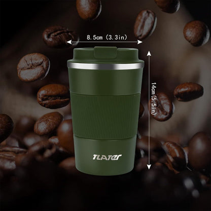 Tlater Kaffeetasse to go 380ml Thermobecher Edelstahl Vakuum Mug Grün