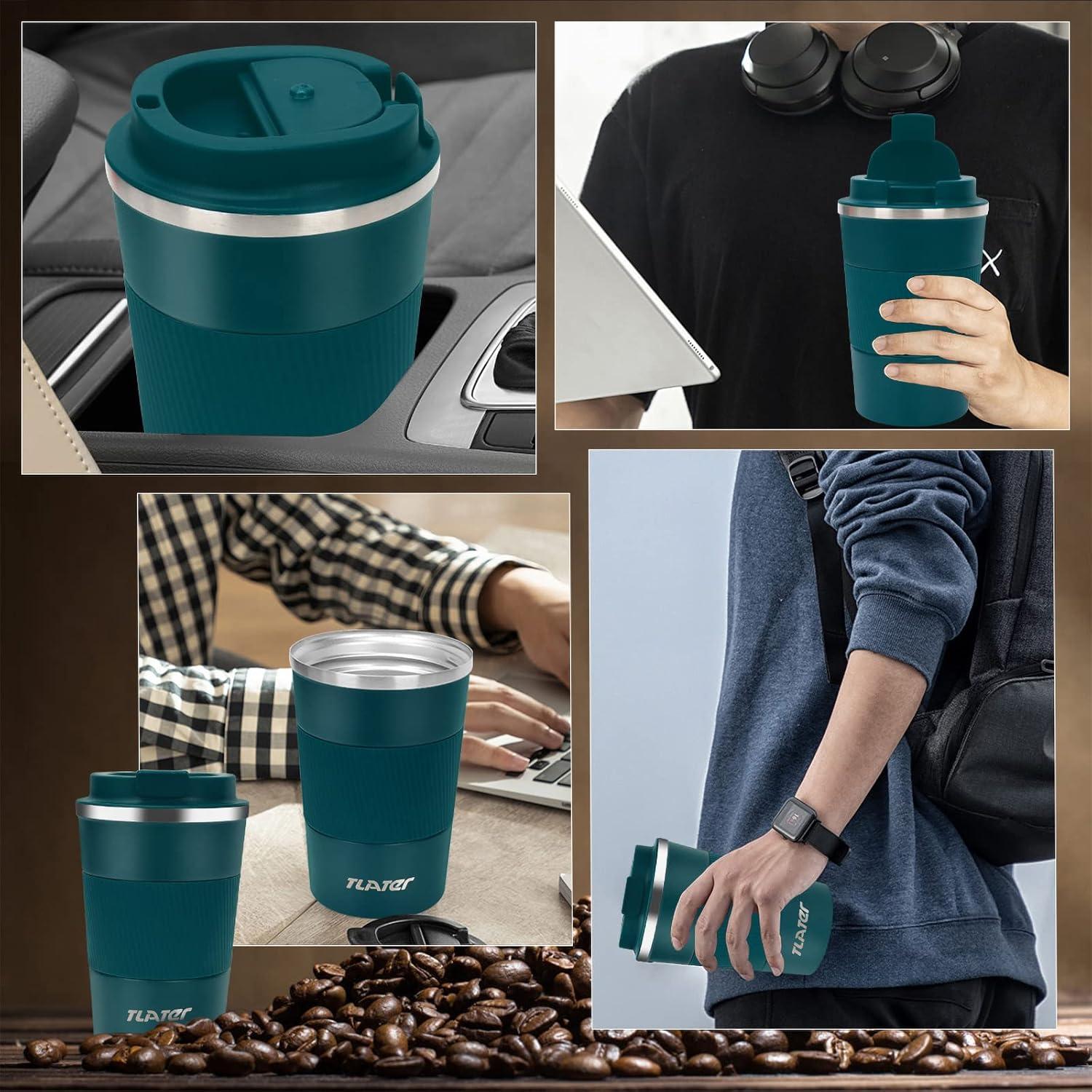 Kaffeebecher to go 380ml Thermobecher Edelstahl Travel Mug Blue
