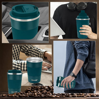 Kaffeebecher to go 380ml Thermobecher Edelstahl Travel Mug Blue