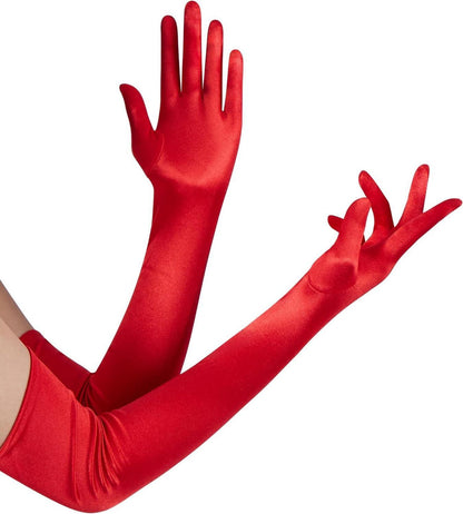 Spooktacular 20er Jahre Satin Opern-Handschuhe Halloween Rot