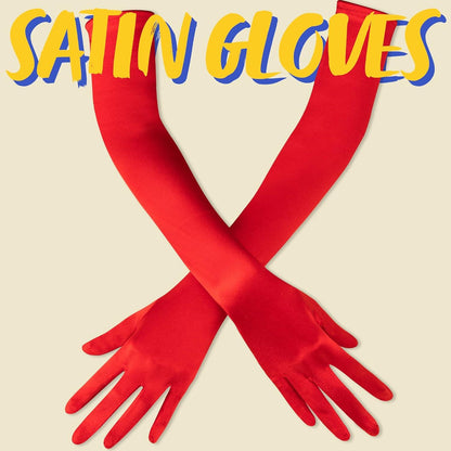 Lange Opern-Party-Handschuhe 20er Jahre Satin Rot
