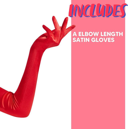 Spooktacular 20er Jahre Satin Opern-Handschuhe Halloween Rot