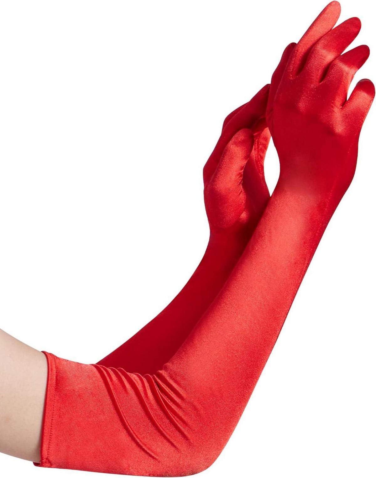 Spooktacular Creations Lange Satin Opern-Handschuhe Damen Rot