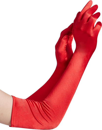 Spooktacular Creations Lange Satin Opern-Handschuhe Damen Rot