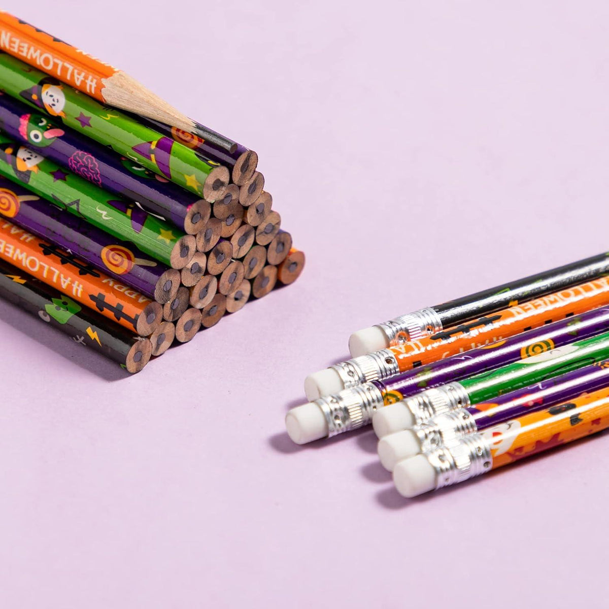 108-teiliges Halloween-Bleistiftsortiment mit Radiergummi - 12 Designs