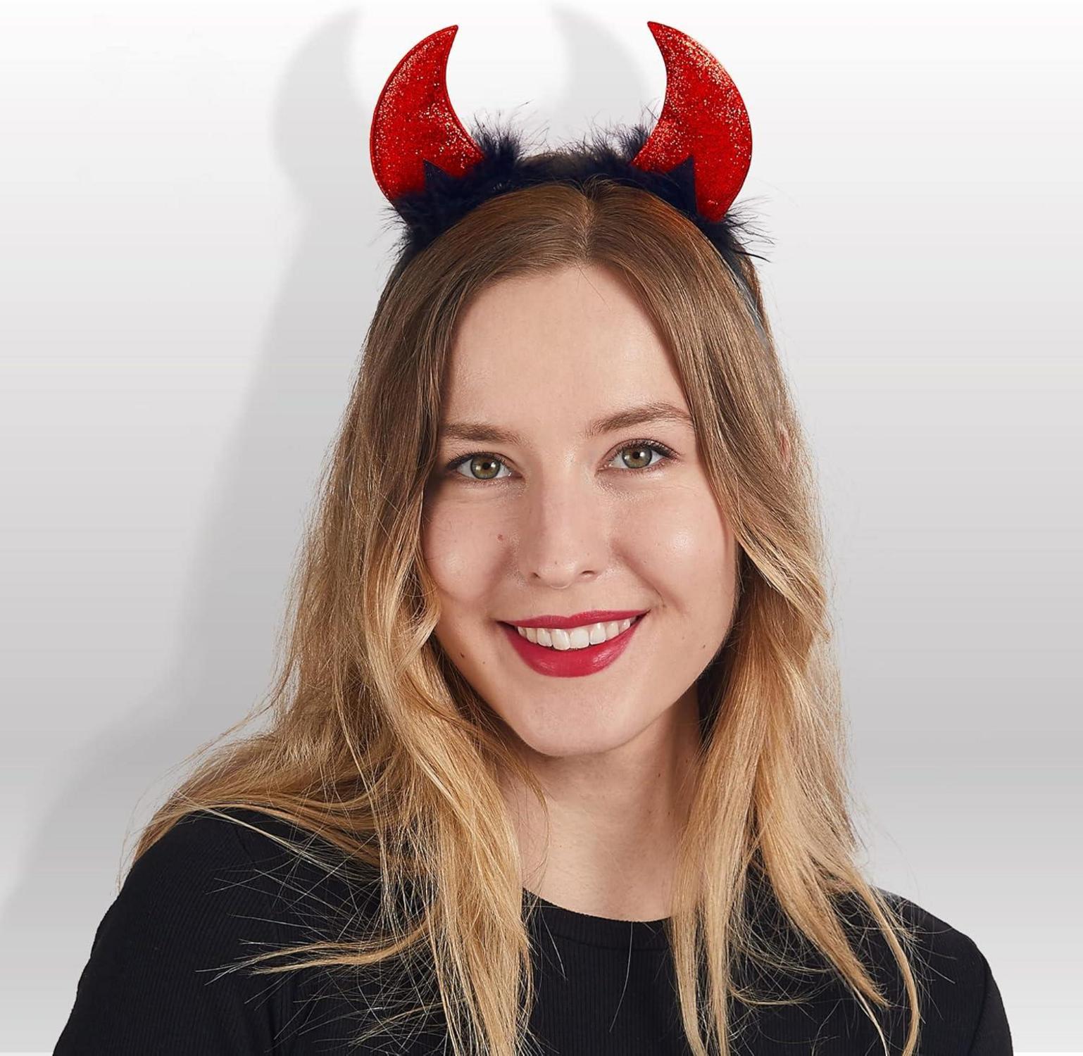 Halloween Teufelshörner Stirnband Dämonenhörner Rote Teufel Kostüm