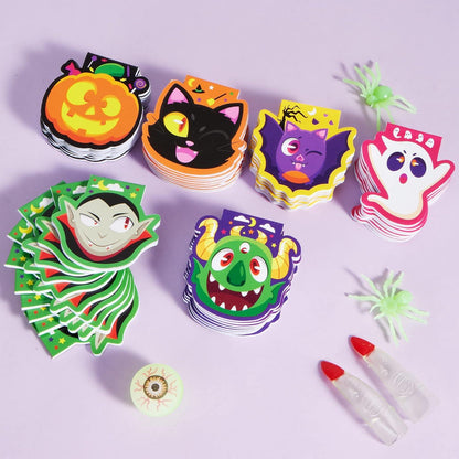 Halloween Mini Notizblock Set 60 Stück 6 Designs gruselige Charaktere Kinder