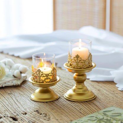 Moderne Gold Metall Kerzenständer Set für Tischdeko Wohnzimmer Esstisch Hochzeit