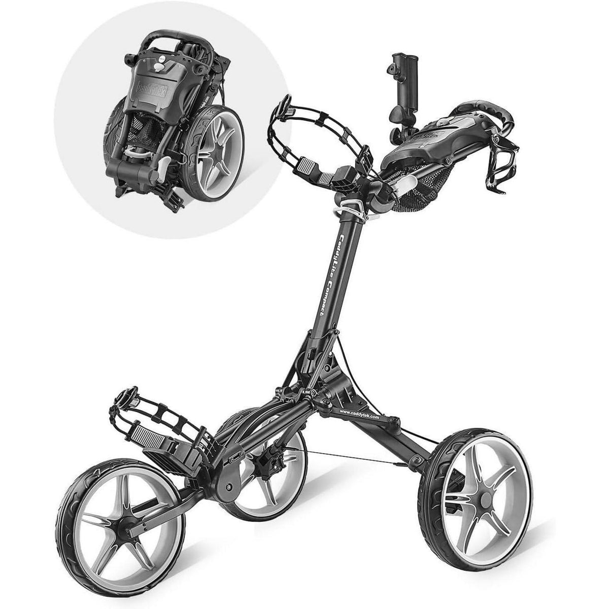 Kompakter 3-Rad Golfwagen, leicht zusammenklappbar, Schwarz