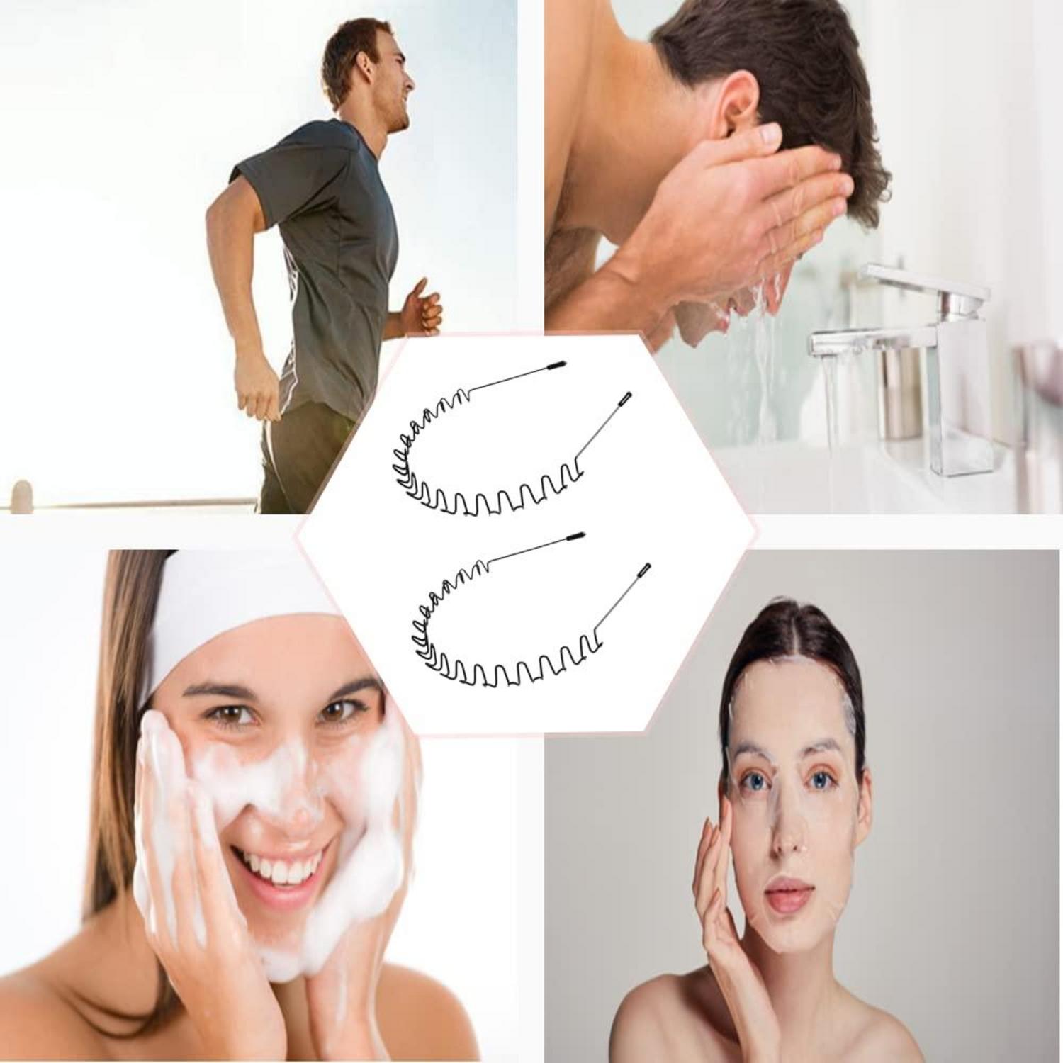 2er Set Metall Haarband Schwarz Elastisch Rutschfest für Outdoor Yoga