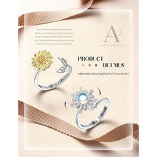 2er Set Silber Sonnenblume Fidget Ringe Damen mit Mondstein, verstellbar