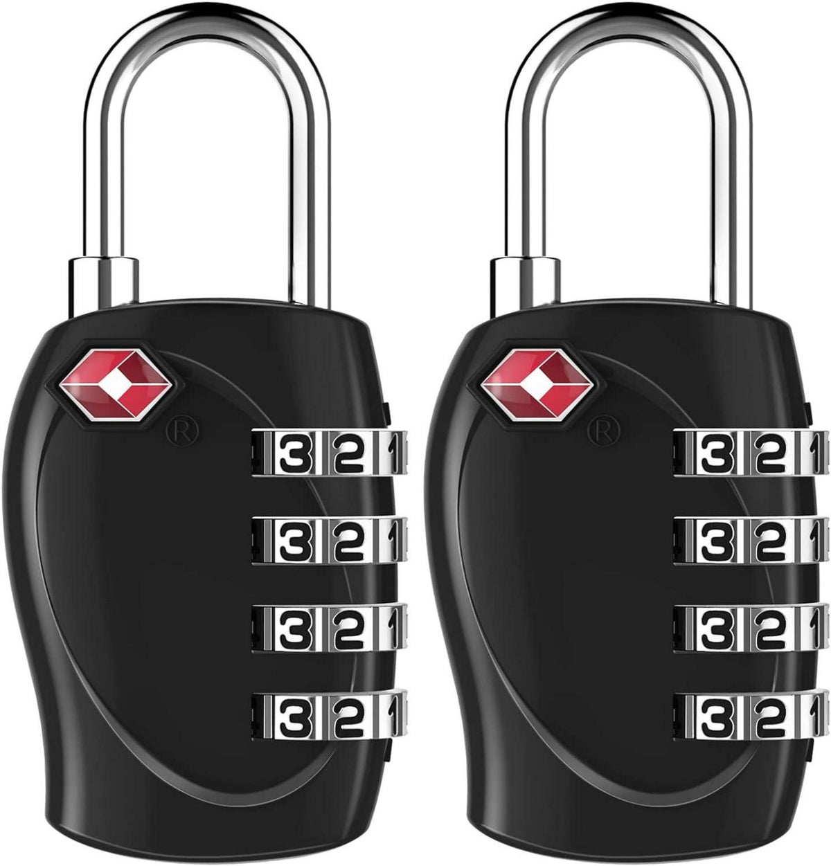 TSA Zahlencode Kofferschloss 4 stellig für Rucksack Schwarz 2er Set