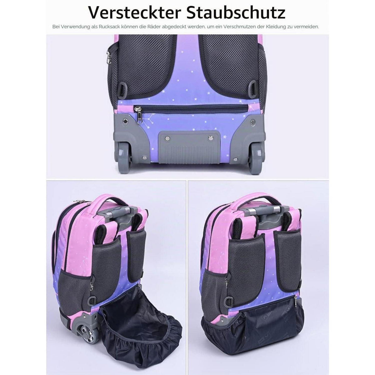 Trolley Rucksack mit Rollen – Wasserdichter Schulranzen für Kinder