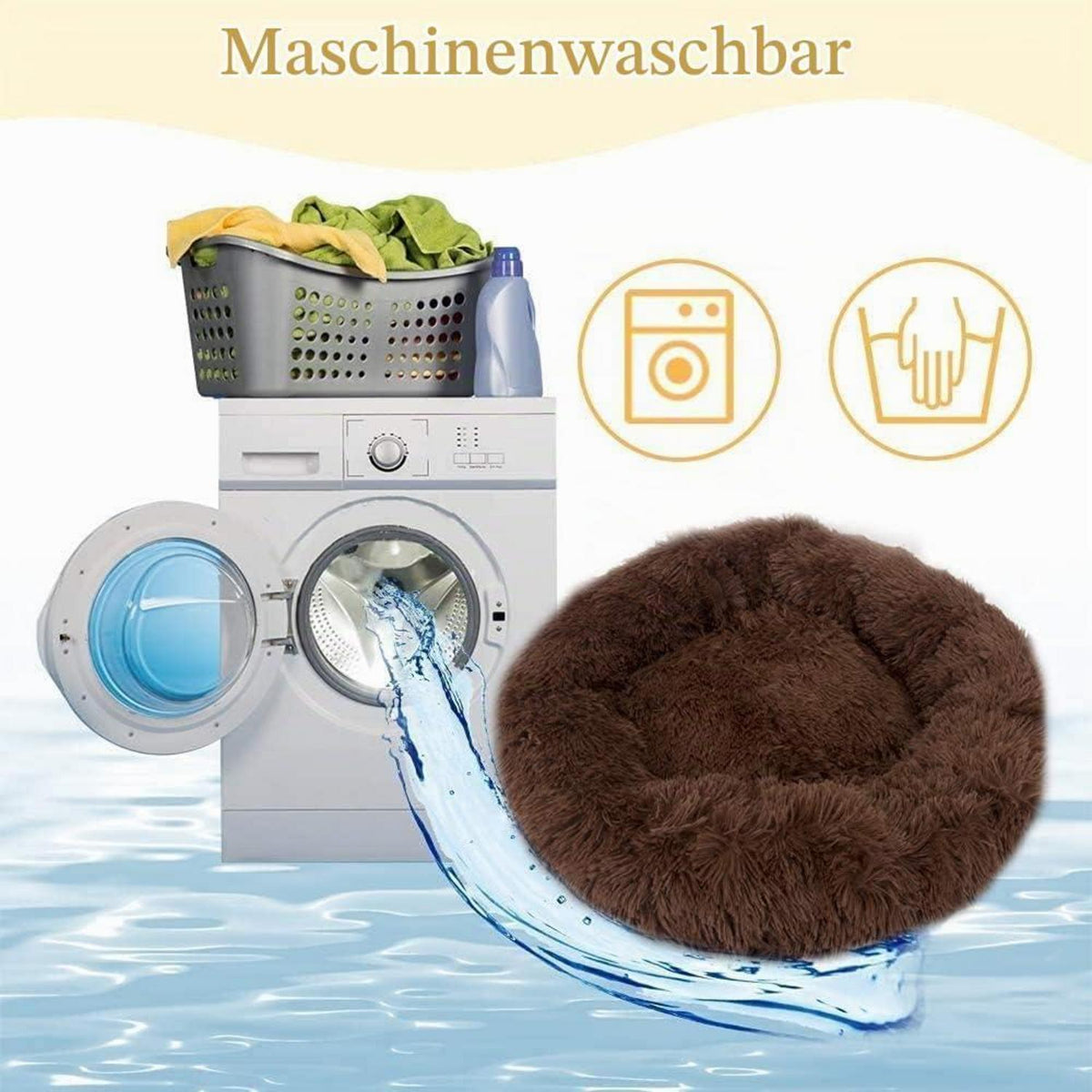 Flauschiges Hundebett Orthopädisch Braun Ø 120cm