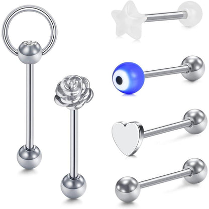 Zungenpiercing Set 16mm Barbell 14G Chirurgenstahl mit Kugeln