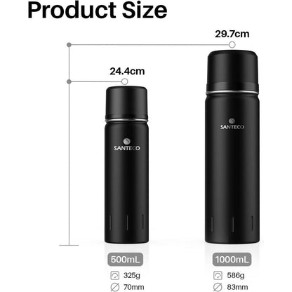 Thermoskanne Edelstahl 1l und 500ml Isolierflasche mit