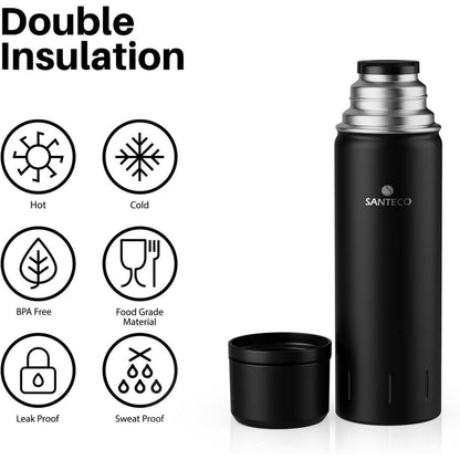 Thermoskanne Edelstahl 1l und 500ml Isolierflasche mit
