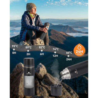 Thermoskanne Edelstahl 1l und 500ml Isolierflasche mit