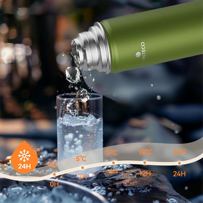 Thermoskanne Edelstahl 1l, 500ml BPA-frei Auslaufsicher Trinkbecher Moosgrün