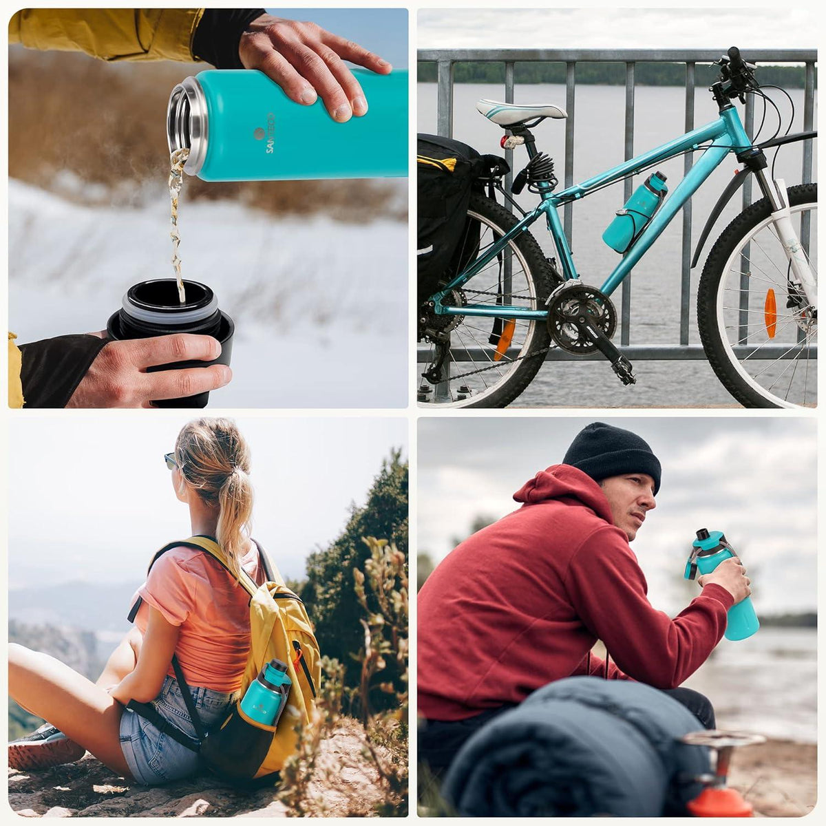 Isolierflasche Edelstahl 500ML, 710ML Auslaufsicher BPA-frei Sport Yoga Wandern Fahrrad-H919