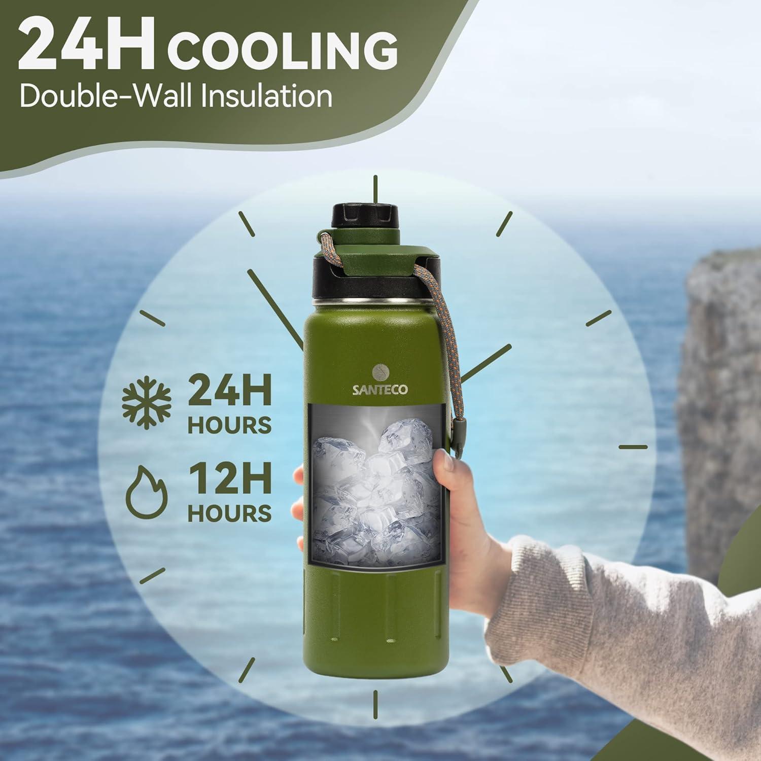 Santeco Trinkflasche Edelstahl Isoliert BPA-frei 710ml Moosgrün