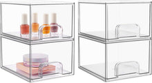 Transparent Stackable Storage Drawers with Non-slip Mat