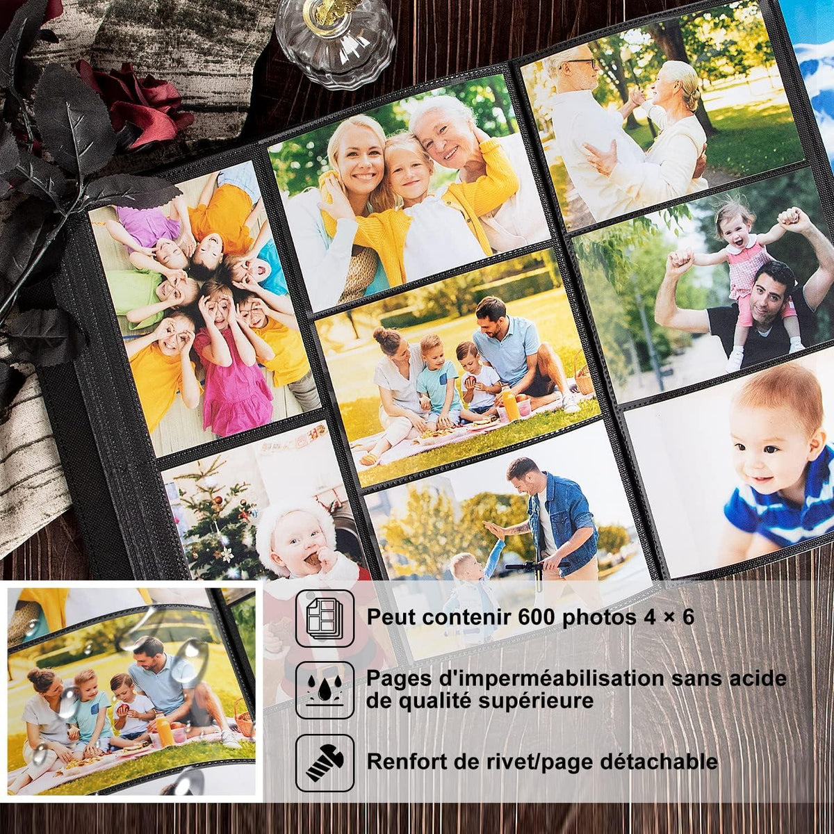 Fotobuch 1000 10x15 Schwarz XXL Kunstleder Hoch Querformat Einkleben