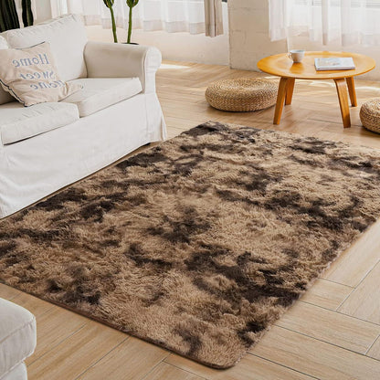 ROHATIM Hochflor Shaggy Teppich Wohnzimmer Schlafzimmer, Braun 80x150