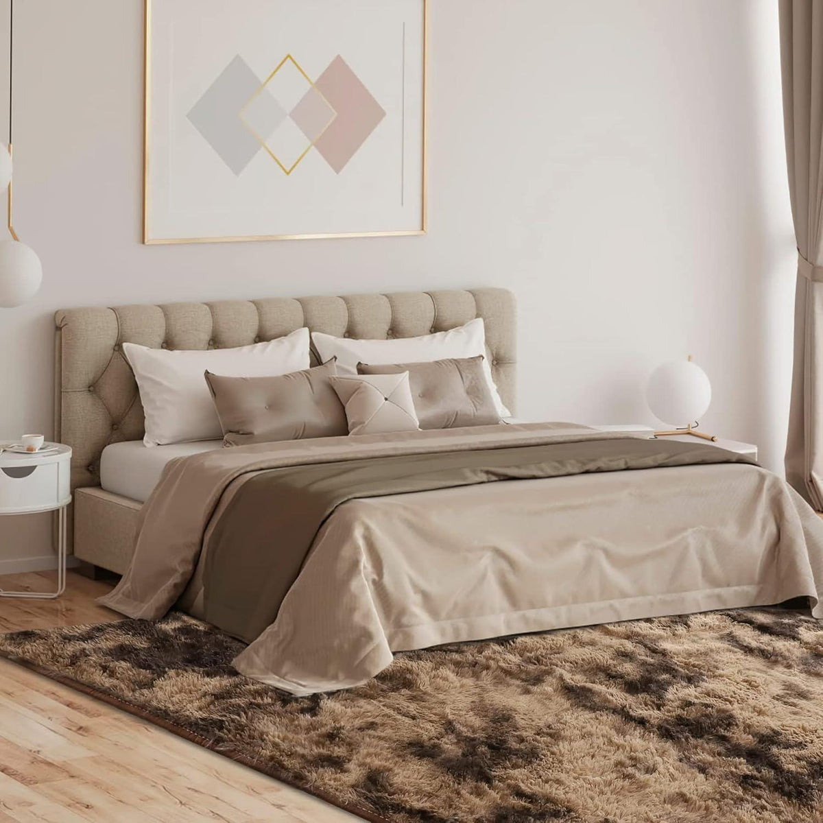 ROHATIM Hochflor Shaggy Teppich 80x150cm Super weich Braun
