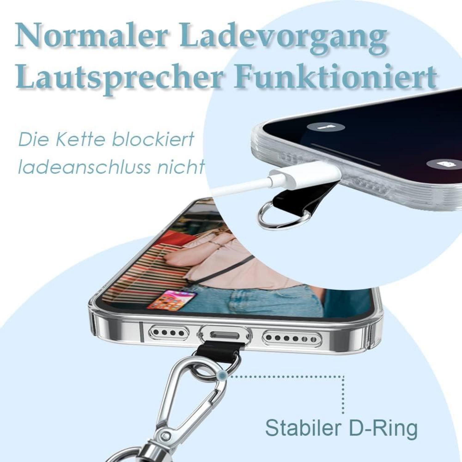 Handykette Umhängen Schwarz Grün - Kompatibel Allen Smartphones