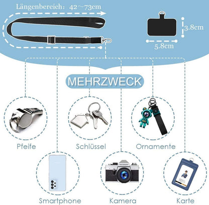 Handykette zum Umhängen mit verstellbarem Lanyard - Schwarz/GrunKompatibel für